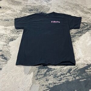 Keith Haring T Shirt Sz Large‎ Black Cotton Short Sleeve Crew Neck Casual Tee